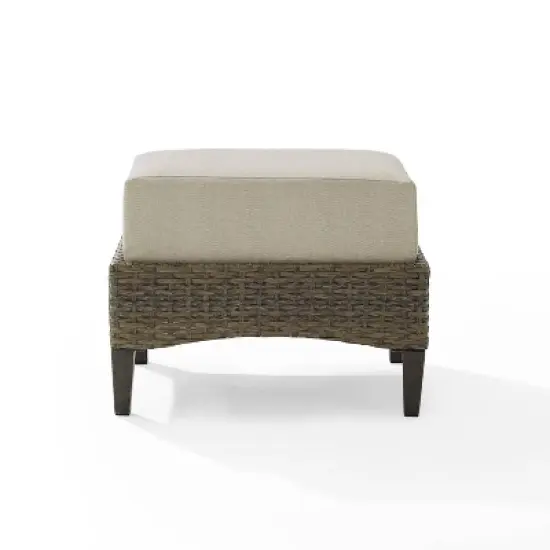 Rockport Outdoor Ottoman - Oatmeal/Light Brown - Crosley image {5}