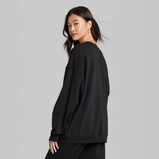 Women's Ascot + Hart Fleece Heart Graphic Pullover Sweatshirt - Black image {2}