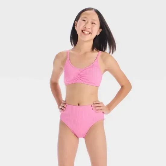 Girls' Tropical Island Swimsuit Top - art class&trade; Pink image {2}