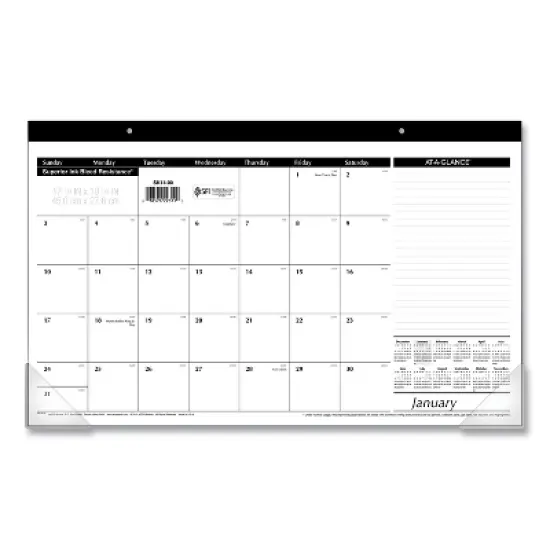 Compact Desk Pad, 18 x 11, White Sheets, Black Binding, Clear Corners, 12-Month (Jan to Dec): 2026 image {4}