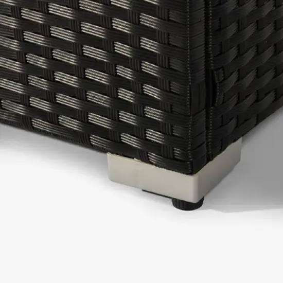 Christopher Knight Home Nathan Modern 50000BTU Steel and PE Rattan Rectangle Propane Fire Pit Table with Tank Holder image {8}