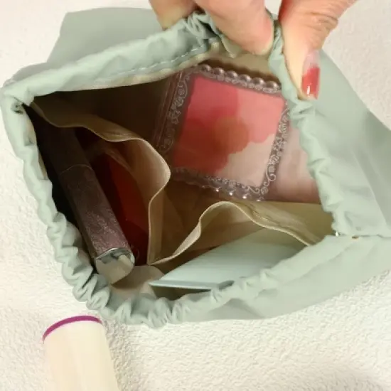 Unique Bargains Portable Multiple Inner Pockets Mini Makeup Bag 1 Pc image {3}