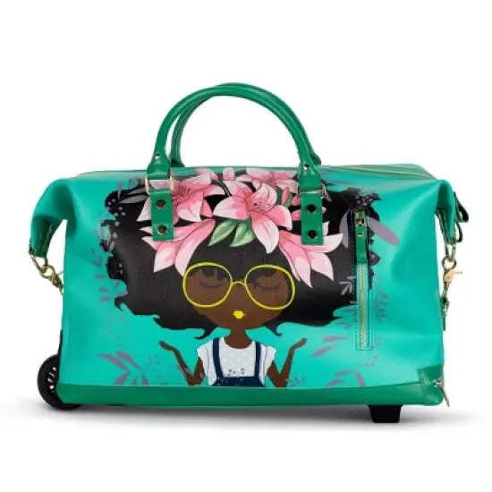 Pardon My Fro | Lily Jade Roller Bag, TEAL image {2}