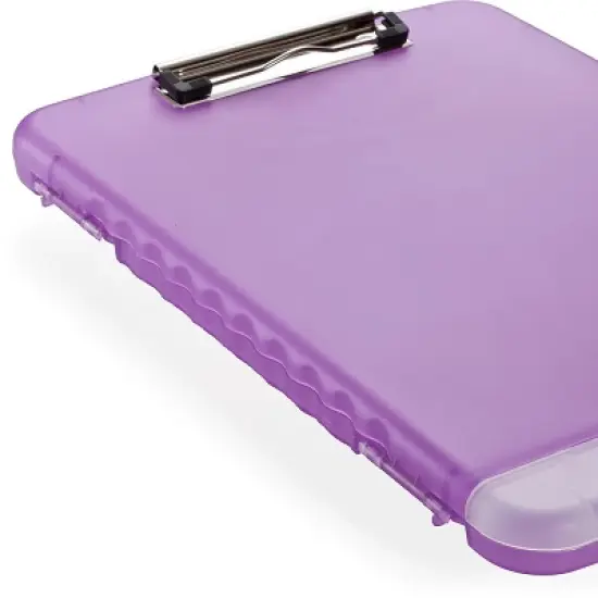 Officemate Slim Clipboard with Storage Box, Low Profile Clip & Storage Compartment, Purple image {2}