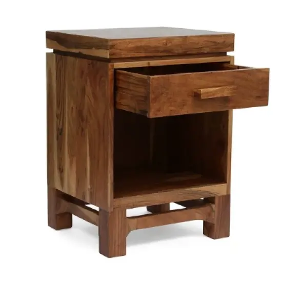 Wadley Boho Handcrafted Acacia Wood Nightstand Natural - Christopher Knight Home image {2}