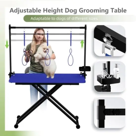 47inch X-Lift Dog Grooming Table with Adjustable Height, Mesh Tray, Tool Organizer & Noose &ndash; Foldable Pet Grooming Station for Home Use image {1}