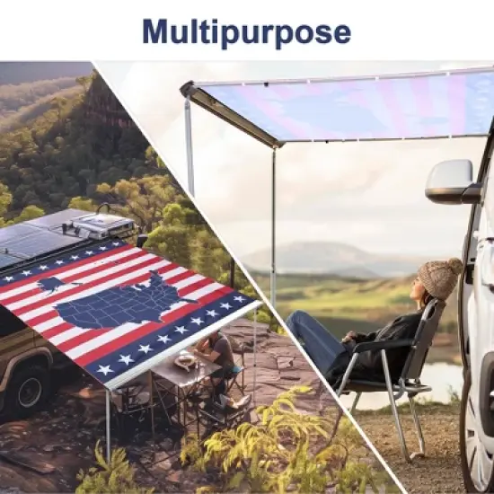 Yescom 7.7x8.2 Ft Carside Awning Replacement Fabric with Side Wall Roof Rack Overland Multicolor image {6}