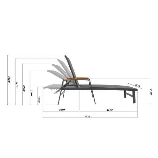 GDFStudio Edan Outdoor Aluminum and Mesh Chaise Lounge, Black image {2}