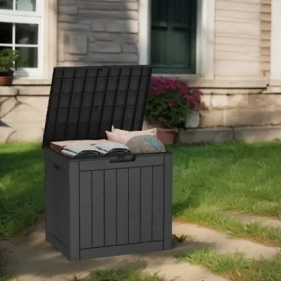 NAYSAYE Deck Box 30 Gal Outdoor Storage Deck Box, Small Patio Storage Bin for Garden Tools image {3}