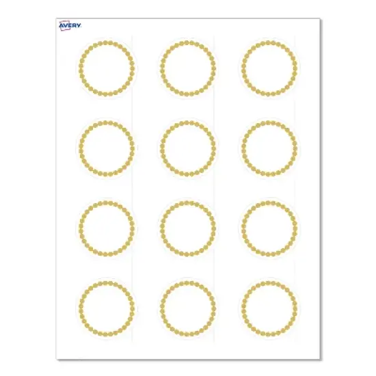 Avery&reg; Labels, 2" Diameter, Gold Beads, Matte White, 120ct image {8}