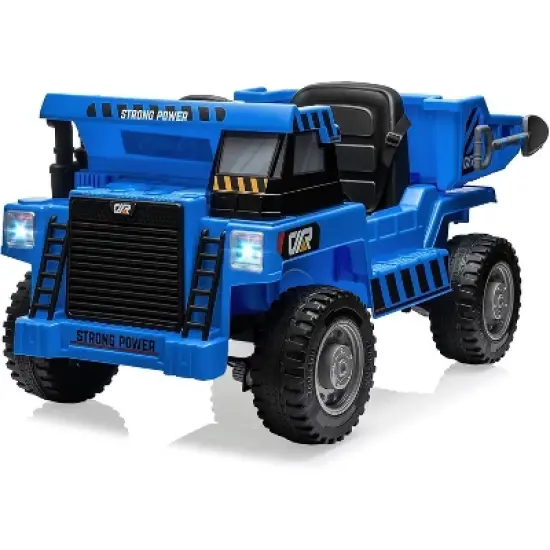 12V Electric Ride-On Construction Truck - 4-Wheeler Toy Car with Remote Control, Dump Bed, Shovel & Music Player image {8}