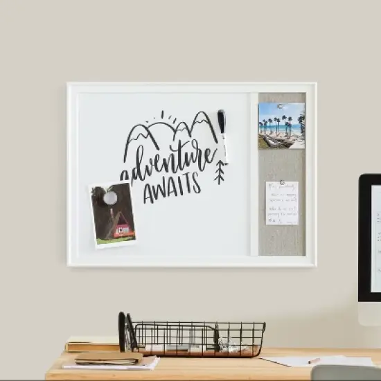 U Brands 17''x 23'' Minimal Deco Frame Combination Board Gray Linen/White image {6}