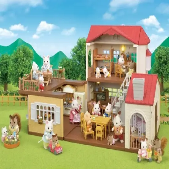 Calico Critters Red Roof Grand Mansion Gift Set, Dollhouse Playset with 3 Figures, Furniture, Vehicle and Accessories image {6}