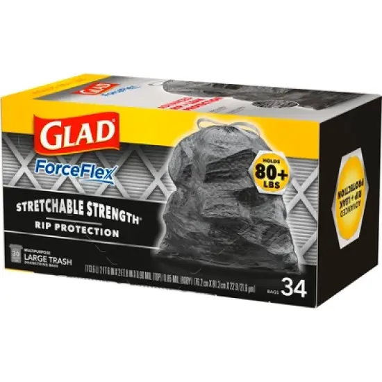 Glad ForceFlex Large Drawstring Black Trash Bags - 30 Gallon - 34ct image {3}