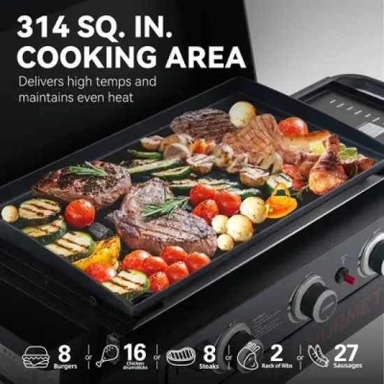 RoyalGourmet Portable 3-Burner Gas Griddle PD3001TG Black image {8}