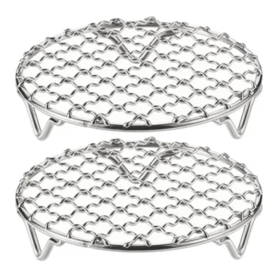 Unique Bargains Stainless Steel Round Cross Wire Barbecue Grill with Legs image {32}