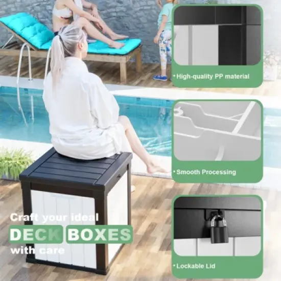 50 Gallon Resin Deck Box, Lockable Waterproof Ourdoor Storage Container for Pool Accessories, Patio and Garden Tools image {3}