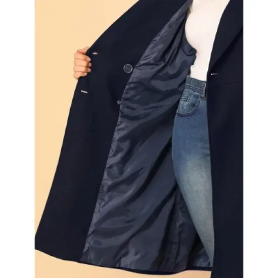 Agnes Orinda Women's Plus Size Winter Peacoat Notched Lapel Double Breasted Long Overcoats image {5}