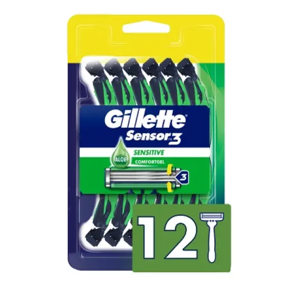 Gillette Sensor3 Sensitive Men's Disposable Razors - 12ct image {10}