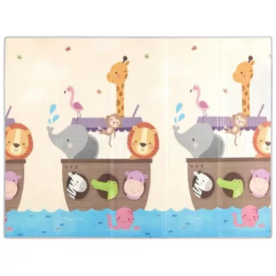 Dream On Me Play Time Reversible & Water-resistant  Baby Play Mat, Happy animals & Footprint image {5}