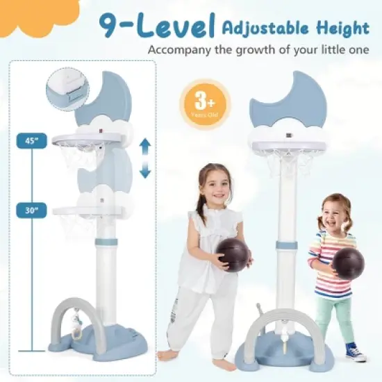 Costway 4-in-1 Toddlers Basketball Hoop with Basketball Soccer Golf and Ring Toss Game image {5}