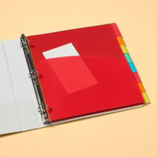 8ct Tabbed Plastic Index Dividers with Pockets - up&up&trade;: Multicolor 3 Hole Punched Binder Dividers image {1}