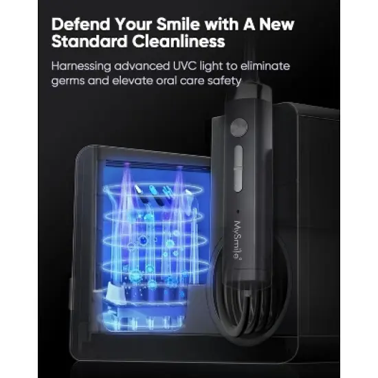 MySmile LP233 Pro UVC Sterilizable Countertop Water flossers for Teeth 800ML with a Water Filter 3 Modes and 6 Jet Tips image {7}