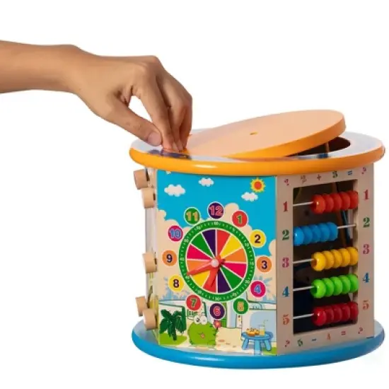 8 in 1 Colorful Attractive Wooden Kids Baby Activity Play Cube, Fun Toy Center For Playroom, Nursery, Preschool, and Doctors' Office image {12}