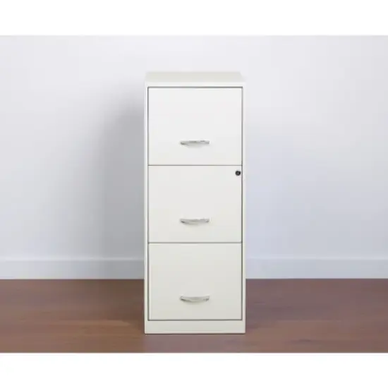 Space Solutions 18 Inch 3 Drawer Vertical Organizer Cabinet for Office, White image {4}