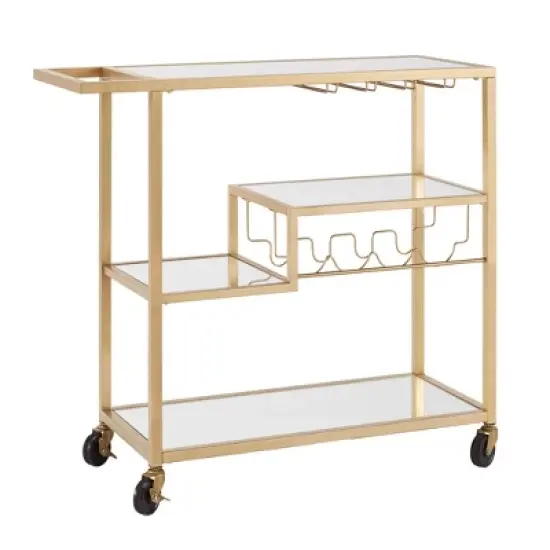 Estelle Step Tier Metal and Glass Bar Cart - Inspire Q image {10}
