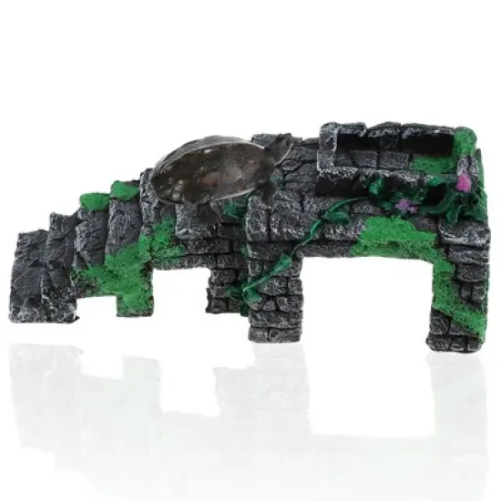 Unique Bargains Resin Tortoise Rock Turtle Basking Platform 9.5"x4.1"x3.4" Gray Green Purple 1 Pcs image {1}