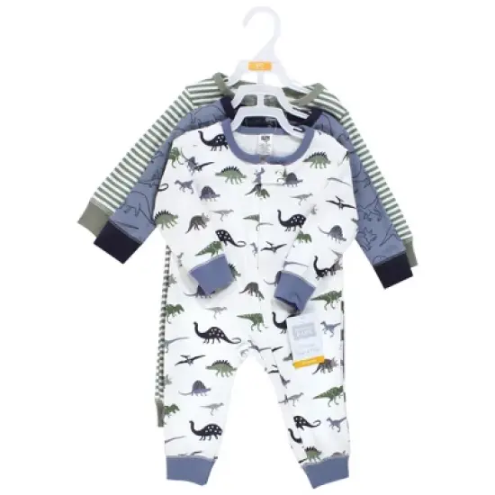 Hudson Baby Cotton Sleep and Play, Blue Green Dino image {1}