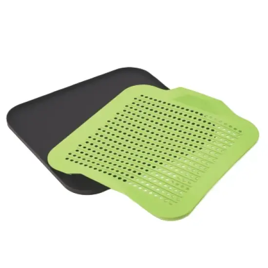 Better Houseware 2-Piece Silicone Drying Mat (Black/Green) image {1}