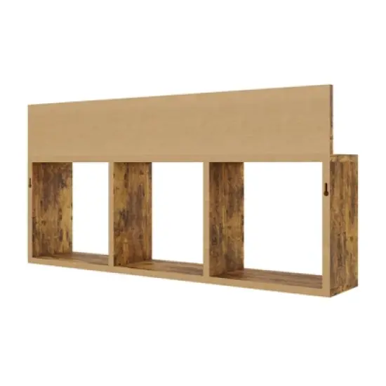 31.5" x 15.7" Rustic Floating Triple Cubby Shelf - Danya B. image {4}