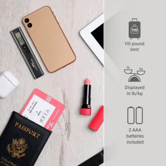 Travel Smart Digital Luggage Scale - Black: Maximum Capacity 80 lbs, Solid Pattern image {2}