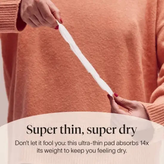 Cora Made-to-Move Regular Pads with Wings Organic Cotton Topsheet Ultra Thin - Regular Absorbency - 28ct image {4}