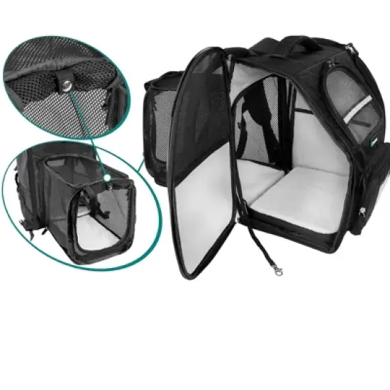 PetAmi Expandable Pet Backpack Carrier for Dog Cat, Airline Approved Travel Hiking Carrying Small Medium Puppy Kitten Extended Back Pack image {3}