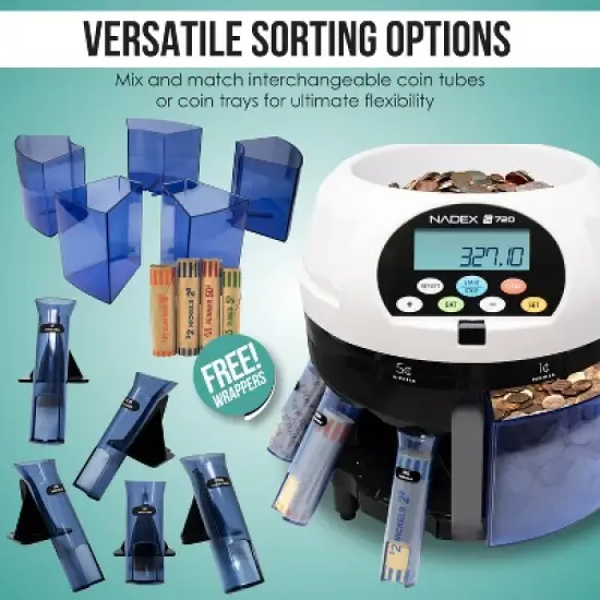 Nadex Coins&trade; S720 High-Speed Coin Counter, Sorter, and Wrapper in White image {5}