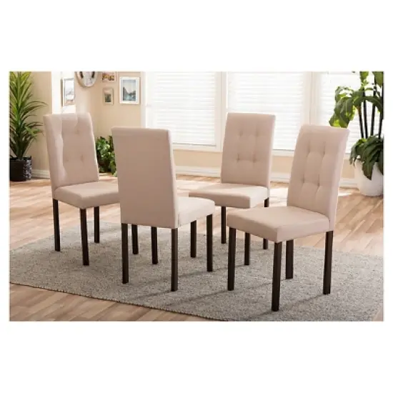 Set of 4 Andrew Modern and Contemporary Fabric Upholstered Grid-tufting Dining Chair image {1}