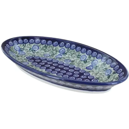 Blue Rose Polish Pottery 1103 Zaklady Small Oval Platter image {9}