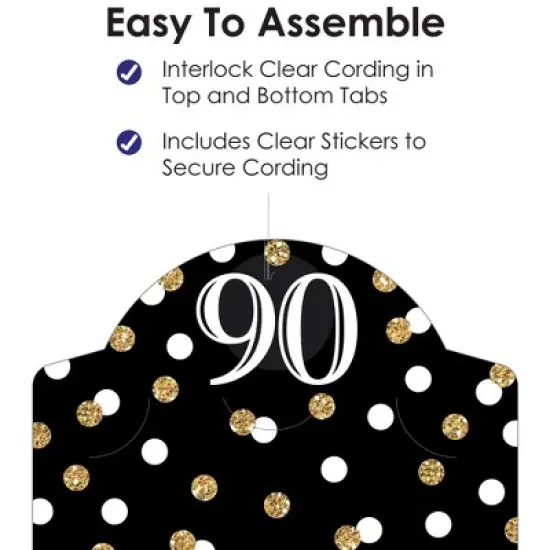 Big Dot of Happiness Adult 90th Birthday - Gold - Birthday Party Vertical Photo Garland 35 Pieces image {3}