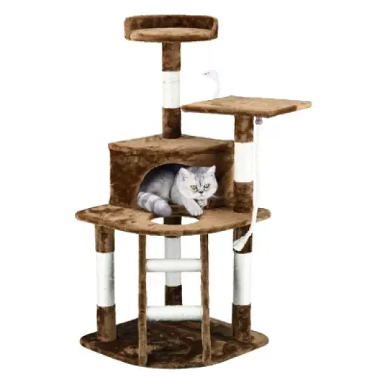Homessity 49" Economical Cat Tree Condo with Sisal Covered Posts HC-007 image {4}