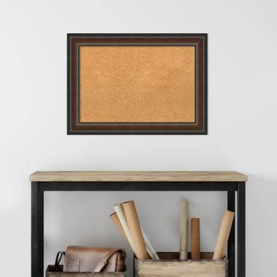 Amanti Art Cyprus Walnut Wood Framed Corkboard, Natural Cork image {4}