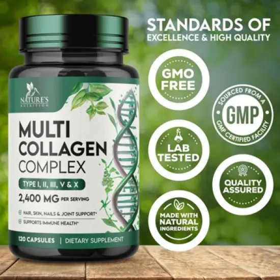 Collagen Peptides for Women & Men Hydrolyzed Supplement Hair Skin Nails Support - 60 Capsules;120 Capsules image {3}