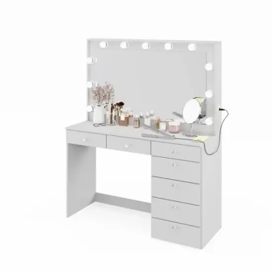 Nuit Lighted Makeup Vanity with Knobs - Boahaus image {12}