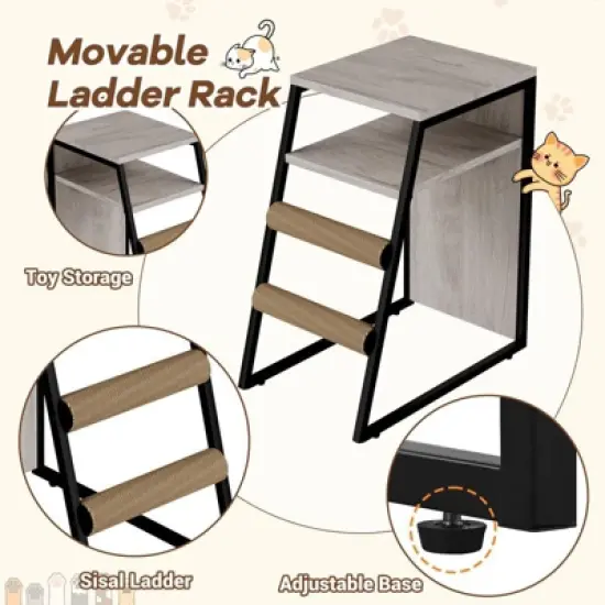 Cat Litter Box Enclosure for 2 Cats and Doors,Double Cat House with Storage Space,Enclosed Litter Box Furniture with Ladder image {2}