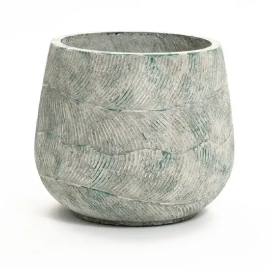 LuxenHome Round Cement Planter &ndash; Rustic Gray Pot with Drainage Hole & Plug for Indoor/Outdoor Plants image {10}