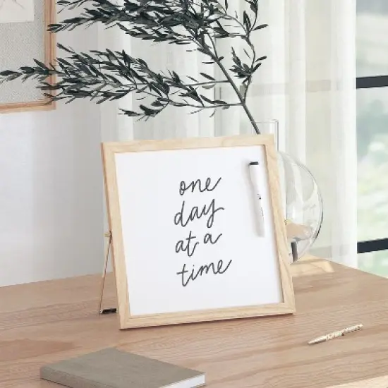 U Brands 12"x12" Frame Desktop Dry Erase Easel Natural: Magnetic Whiteboard with Wall Mount & Hardware image {9}