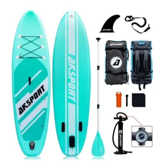 AKSPORT 10'6" Inflatable SUP All Around Stand Up Paddle Board Kit image {6}