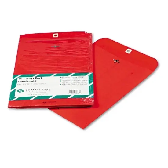 Quality Park Fashion Color Clasp Envelope 9 x 12 28lb Red 10/Pack 38734 image {3}